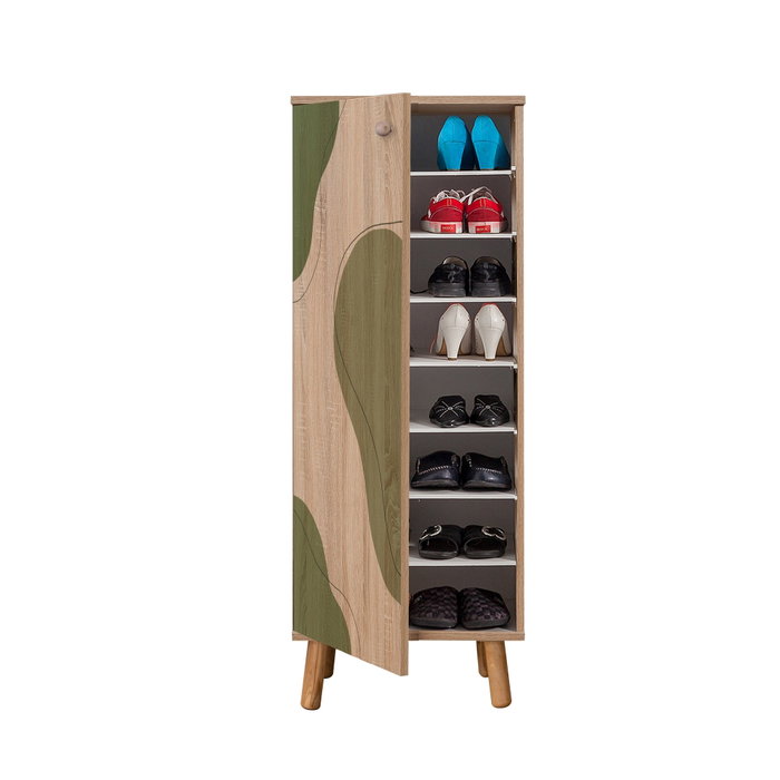 Hanah Home 925 - 1070 Juego de Muebles de Recibidor, Tablero Melamina, Lino, Sonomo y Verde, Zapatero 50x135x38cm, Banco 105x50x40cm